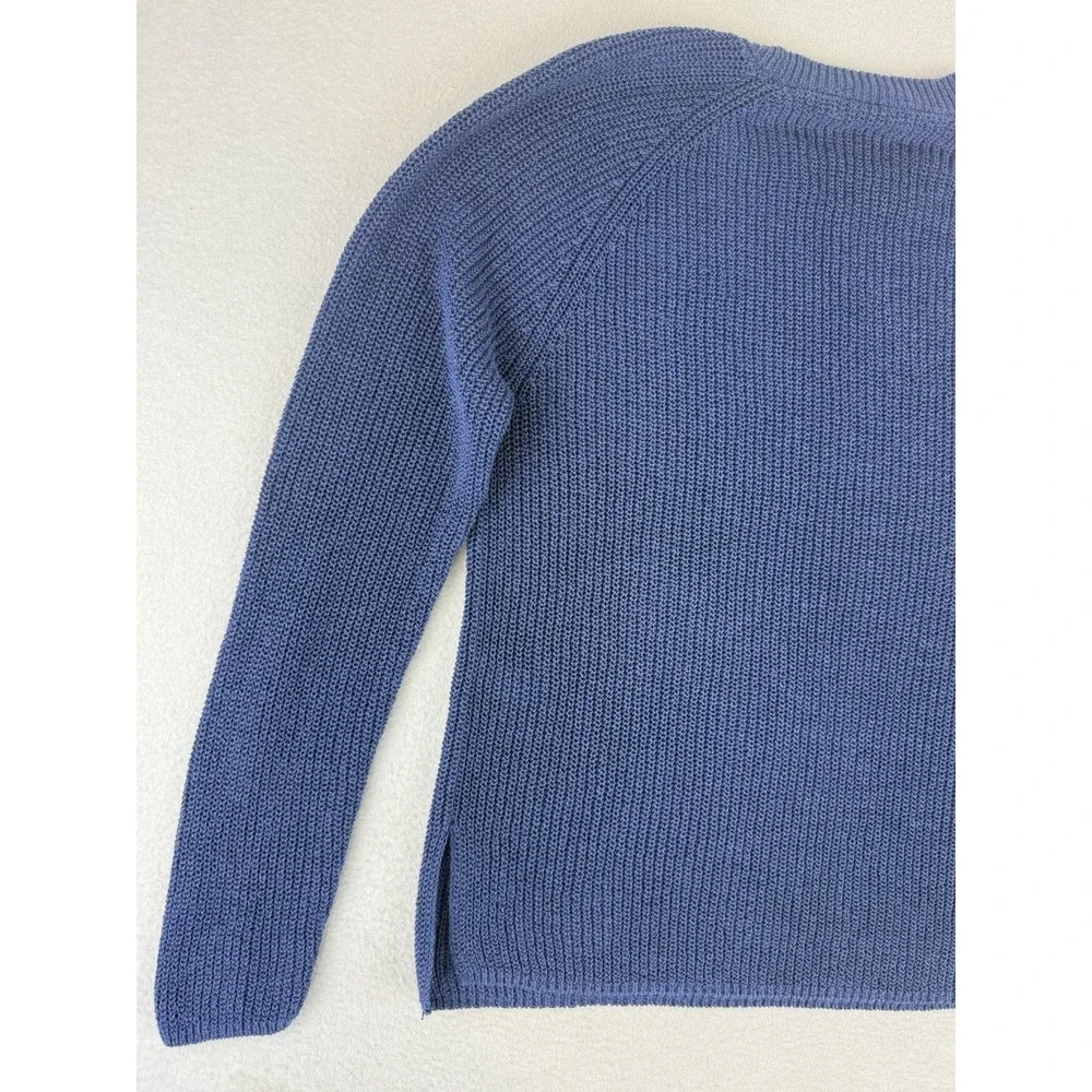 J. McLaughlin Long Sleeve Linen Blend Pullover Sweater Womens Large Blue Coastal
